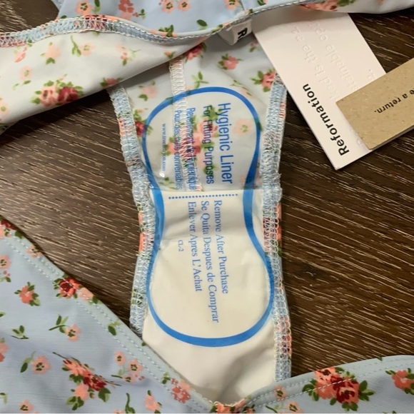 Reformation Womens blue floral Hermosa/ matador petunia bikini set M/L NEW - Picture 4 of 11